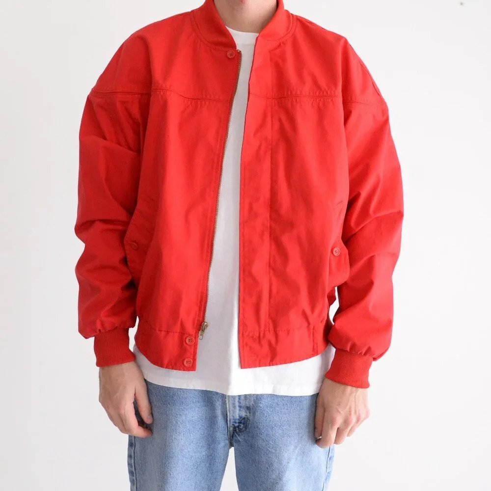 Vintage 90S Hill  And Archer Red Zip Up Ballmer Jacket Large